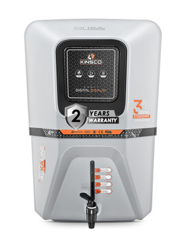 Kinsco Aqua Bliss Gray | Needs No service for 2 years | 10 Stage Filteration| 15 L RO + UV + UF + Copper + Alkaline + Minerals Water Purifier Grey