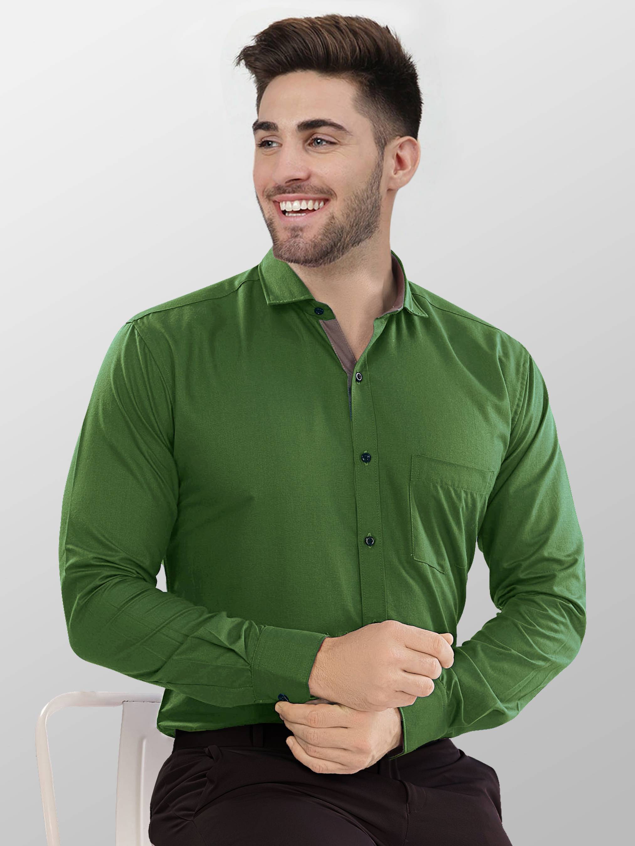 VTEXX Men Solid Formal Dark Green Shirt - Buy VTEXX Men Solid Formal ...