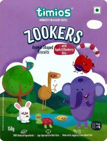 Timios Zookers Animal Shaped with Apple and Blueberry Bits Salted Biscuit