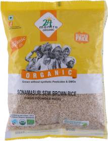 24 mantra ORGANIC Organic Sonamasuri Semi Brown Rice/Handpounded/Chawal (Unpolished) Brown Sona Masoori Rice