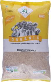 24 mantra ORGANIC Organic Sonamasuri Semi Brown Rice/Handpounded/ Chawal (Unpolished) Brown Sona Masoori Rice