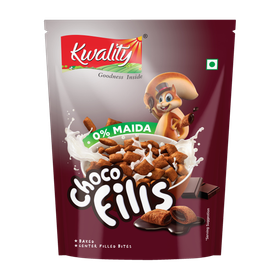 Kwality by Kwality Choco Fills, 0% Maida, Filled With Rich Chocolate Breakfast Cereals for kids Pouch