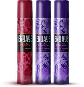 Engage Nature Deo: 2 French Garden & 1 Berry Bloom (150ml X 3) Deodorant Spray  -  For Women (450 ml, Pack of 3)