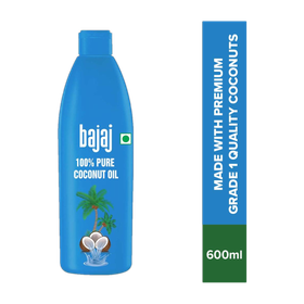 BAJAJ 100% Pure Coconut Oil 600ml Made with Premium Grade 1 Quality Coconuts Hair Oil (Nariyal tel)