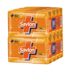 Savlon Glycerin Soap Bar with Protection, Natural Origin Glycerin, 120g Combo Pack 8 x 120 g