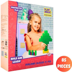 playmagic diy building block construction 85 pc puzzle toy roleplay activity set