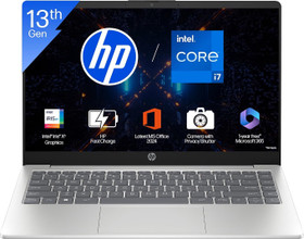 HP 14s Intel Core i7 13th Gen 1355U - (16 GB/512 GB SSD/Windows 11 Home) 14-ep0159TU Thin and Light Laptop 14 inch, Silver, 1.41 kg, With MS Office