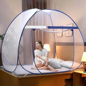 privine mosquito net foldable king size bed best class blue colour polyester washable adults net