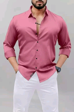 unnati trends men solid formal pink shirt
