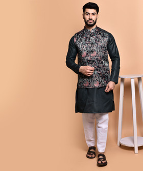 printindia men kurta pyjama ethnic jacket set
