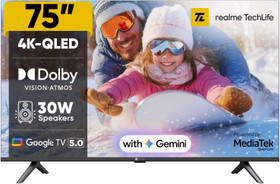 realme TechLife 191 cm (75 inch) QLED Ultra HD (4K) Smart Google TV 75UHDGQRWSTQ