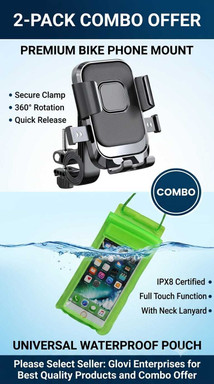 Glovi Glovi Universal Anti-Shake Bike Mobile Holder with Waterproof Pouch Bike Mobile Holder Black