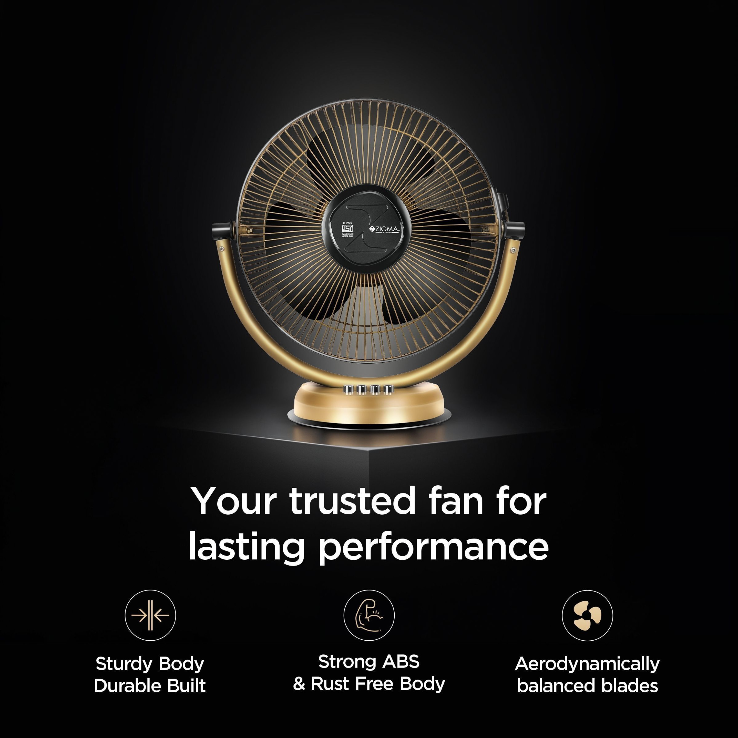 zigma TIKTIK Quiet Portable | High Speed with 1 Year Warranty Ultra High Speed 300 mm Table Fan (Beige | Pack of 1) thumbnail 2