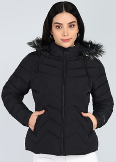Fort Collins Black Women's Parka Fur Hood Breil By Fort