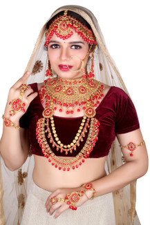 Mateshwari Alloy Gold-plated Red Jewellery Set Price in India