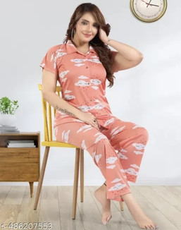 M Queen Women Printed Pink Top Pyjama Set Price in India Buy M