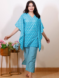 LIBAS Women Floral Print Blue Night Suit Set Price in India Buy