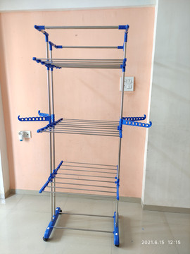 Unizone Steel, Aluminium, Plastic Floor Cloth Dryer Stand SS
