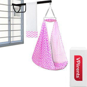 Iron Rod Baby Jhula Cloth Beetot New Born Baby Swing Cradle (Jhula
