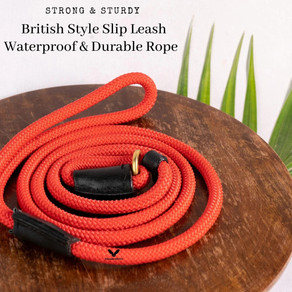 VamaLeathers British Style Slip Leash with Adjustable Stopper