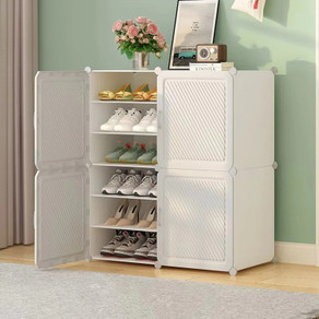 Keekos 12-Shelf-6-Door Plastic Cubort Shoe Rack Metal Collapsible