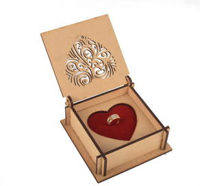 PEORA Velvet Red Rose Ring Box Makeup and Jewellery Vanity Box