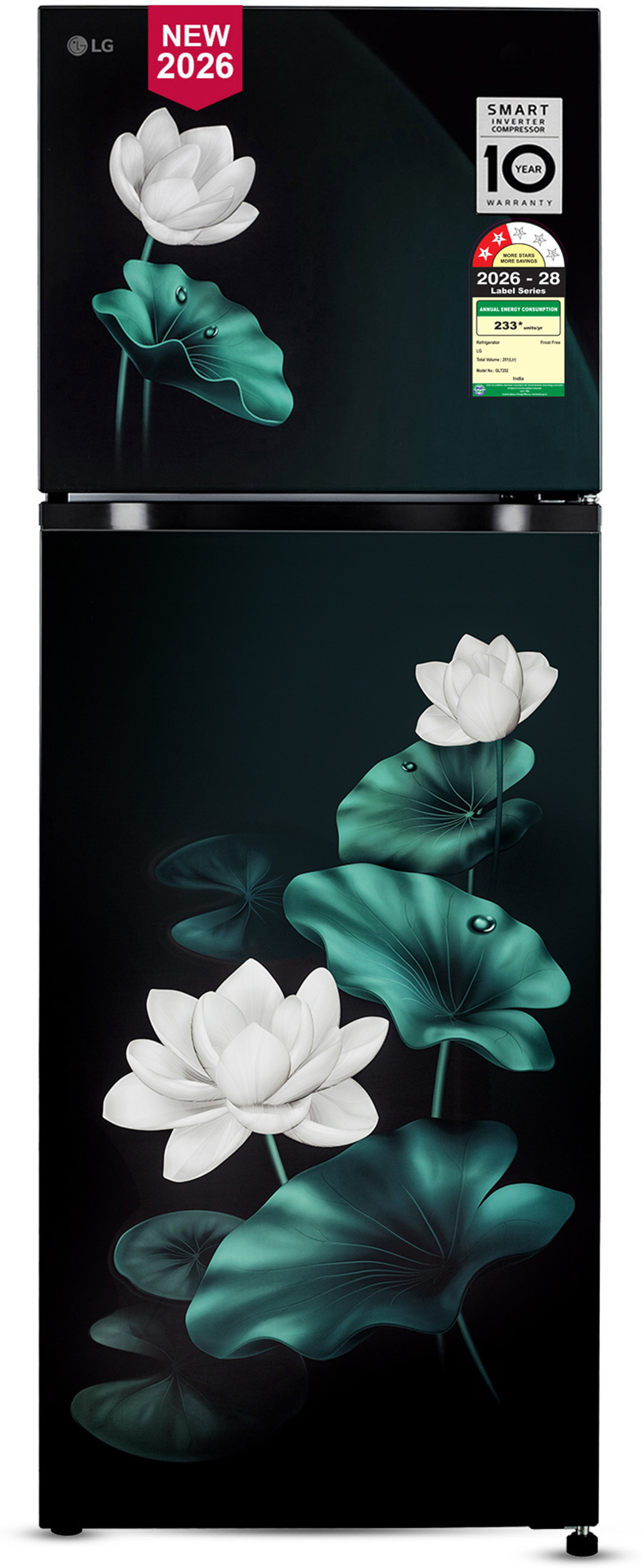 251 L Frost Free Double Door 2 Star Convertible Refrigerator  with Convertible, Smart Mode, Multi Air Flow, Express Freeze, Deodorizer, Fresh Zone, Works Without Stabilizer, Inverter Compressor, Auto connect & 2026 Model (Emerald Lotus, GLT2526XWEL)
