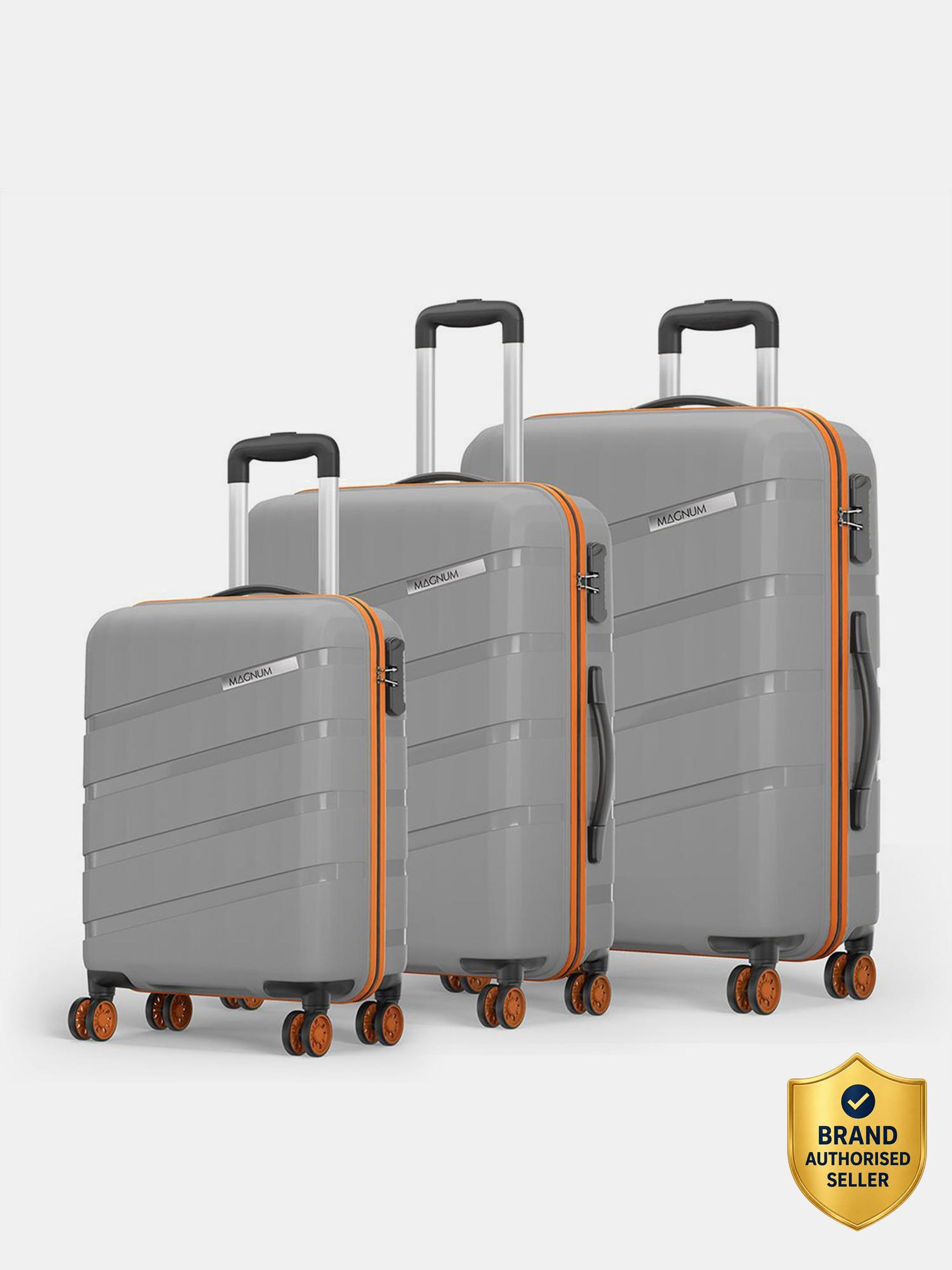 Magnum by Safari Hard Body Set of 3 Luggage 8 Wheels - Magnum Evolix 3P set 4W - Grey