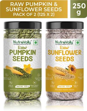NutroVally Pumpkin & Sunflower Combo for Weight Loss | Magnesium & Minerals Rich Diet Snack Pumpkin Seeds, Sunflower Seeds (2 x 125 g)