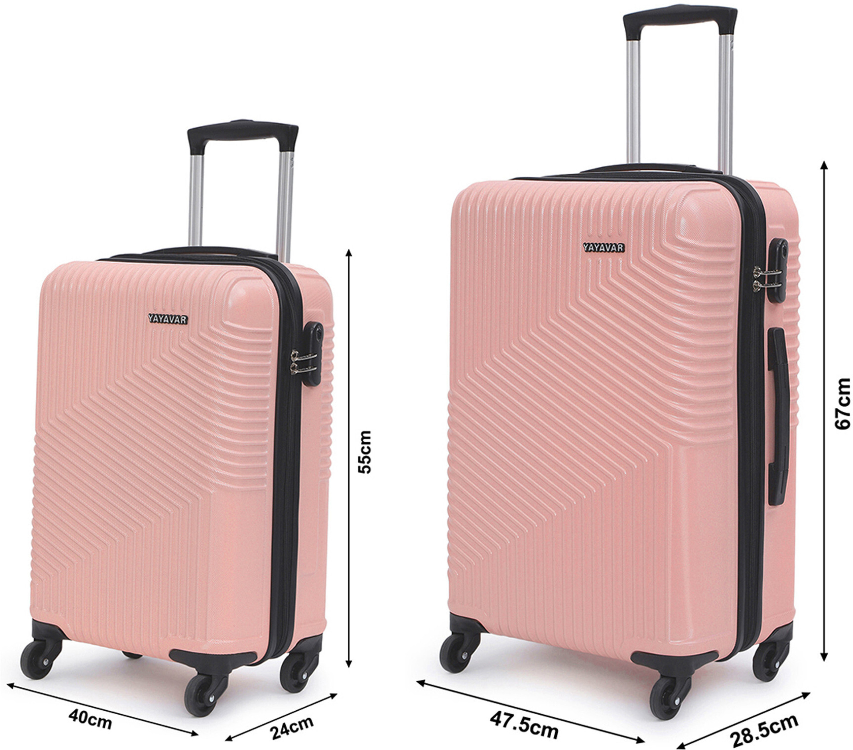 YAYAVAR Hard Body Set of 2 Luggage 4 Wheels - Cairo - Pink