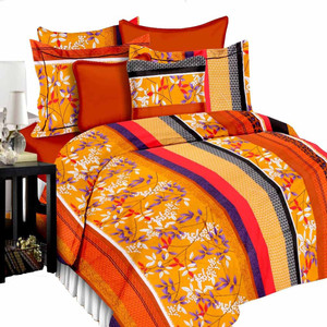 Shop Avenue Cotton Queen Flat 90 TC Abstract 1 Bedsheet with 2 Pillow ...