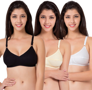 SOUMINIE by Belle Lingeries Flexi Fit Cotton Non-Padded Pack of 3 Women Full Coverage Non Padded Bra