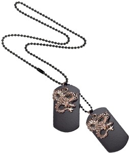 Men Style Vintage style Dragon Design Necklace  Engraved Black, Silver Dog Tag