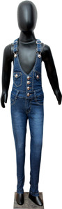 Sunday Casual Dungaree For Girls Solid Denim