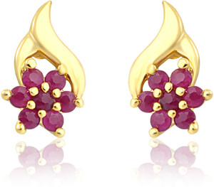 mahi Red Flare Ruby Alloy, Brass Stud Earring