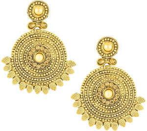 Shining Jewel Tradtional Antique Ram Leela Bali Cubic Zirconia Brass Chandbali Earring