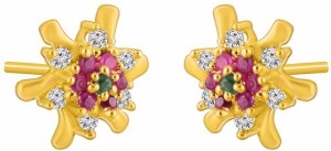 Kanak Jewels multi colours daimond designed Cubic Zirconia Brass Stud Earring