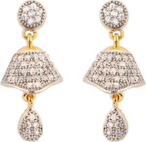 rajwada arts Designer American Diamond Brass Drops & Danglers