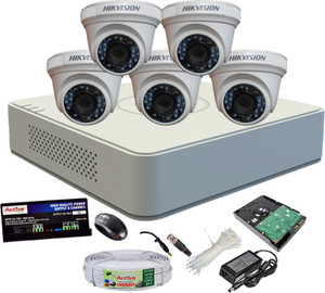 HIKVISION Full Combo, DS-2CE56COT-IRP Dome Camera 5Pcs + Active Cable + 1TB HDD + F1 Mini DVR Security Camera