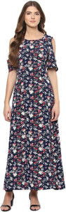 HARPA Women Maxi Dark Blue Full Length Dress