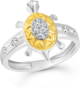 VIGHNAHARTA Divine Light Turtle Alloy Cubic Zirconia Gold Plated Ring