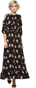 HARPA Women Maxi Black Full Length Dress
