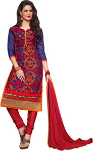 Blissta Chanderi Embroidered Salwar Suit Material