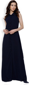 Tokyo Talkies Women Maxi Dark Blue Full Length Dress