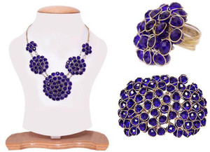 Ruhani Rhodium Plated Alloy Necklace Set