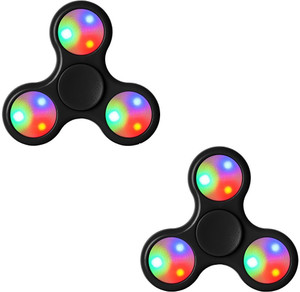 IBS LED Light Hand Tri-Spinner Fidget Finger Hand Spinner For Relief Focus Anxiety Stress set of-2