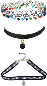 FashMade Pack Of 3 Fabric, Plastic Choker