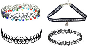 FashMade Pack Of 4 Fabric, Plastic Choker