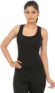 FRISKERS Casual No Sleeve Solid Women Black Top