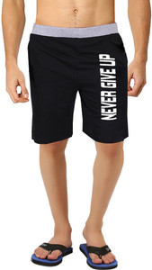 HOTFITS Graphic Print Men Black Basic Shorts